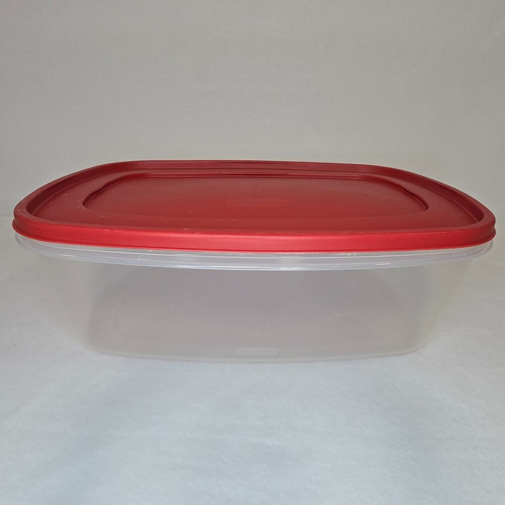 Vintage Rubbermaid X-LARGE Food Storage Container 40 Cups! Rectangle Red Lid